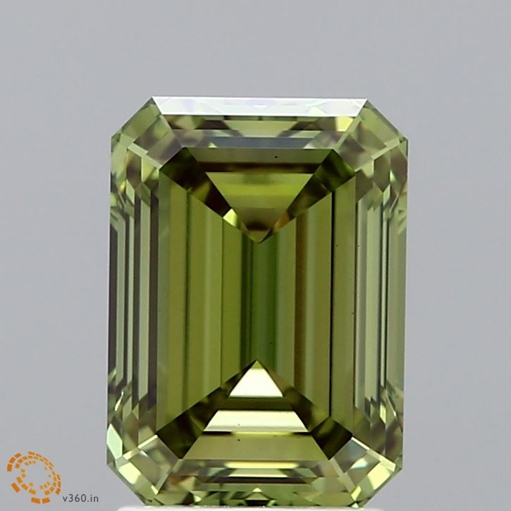 2.59 Carat Emerald Shaped, Ideal Cut, FANCY VIVID GREEN Color, VS1 Clarity, IGI Certified Lab Grown Diamond