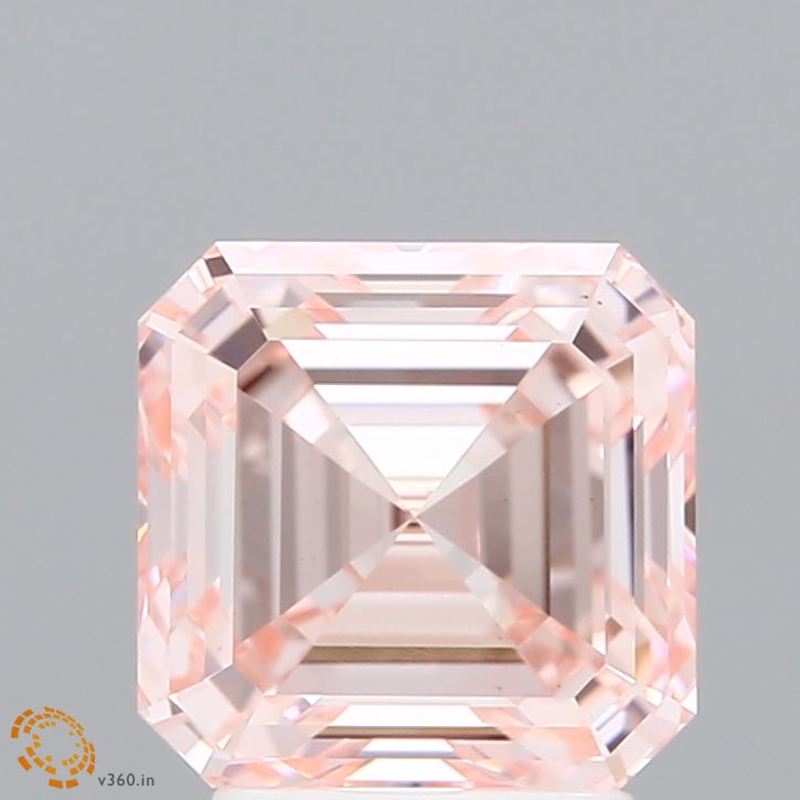 3.00 Carat Asscher Shaped, Ideal Cut, FANCY INTENSE PINK Color, VS1 Clarity, IGI Certified Lab Grown Diamond