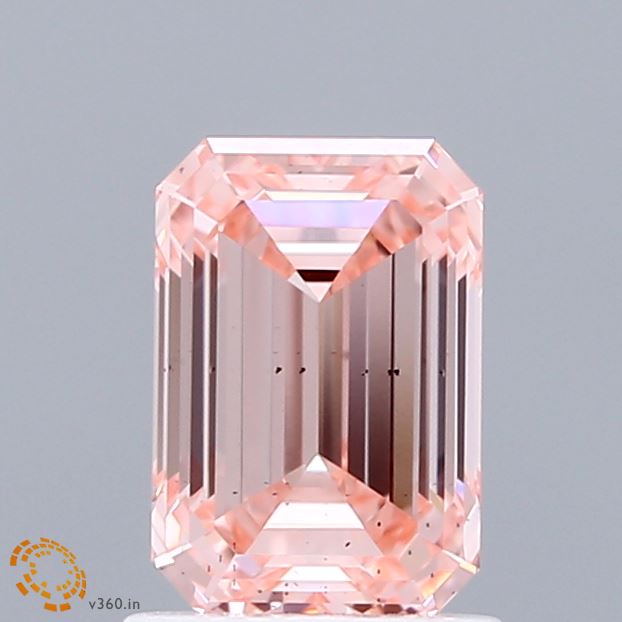 1.38 Carat Emerald Shaped, Ideal Cut, FANCY INTENSE PINK Color, SI1 Clarity, IGI Certified Lab Grown Diamond