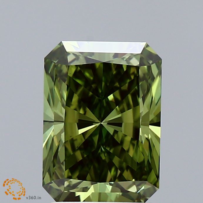 2.03 Carat Radiant Shaped, Ideal Cut, FANCY VIVID GREEN Color, VS2 Clarity, IGI Certified Lab Grown Diamond