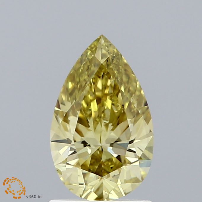 1.00 Carat Pear Shaped, Ideal Cut, FANCY INTENSE YELLOW Color, SI1 Clarity, IGI Certified Lab Grown Diamond