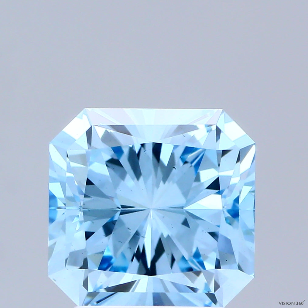 2.71 Carat Radiant Shaped, Ideal Cut, FANCY VIVID BLUE Color, VS1 Clarity, IGI Certified Lab Grown Diamond