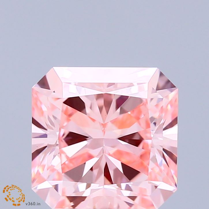 3.05 Carat Radiant Shaped, Ideal Cut, FANCY VIVID PINK Color, VVS2 Clarity, IGI Certified Lab Grown Diamond