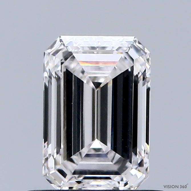 0.82 Carat Emerald Shaped, Ideal Cut, E Color, VVS2 Clarity, IGI Certified Lab Grown Diamond