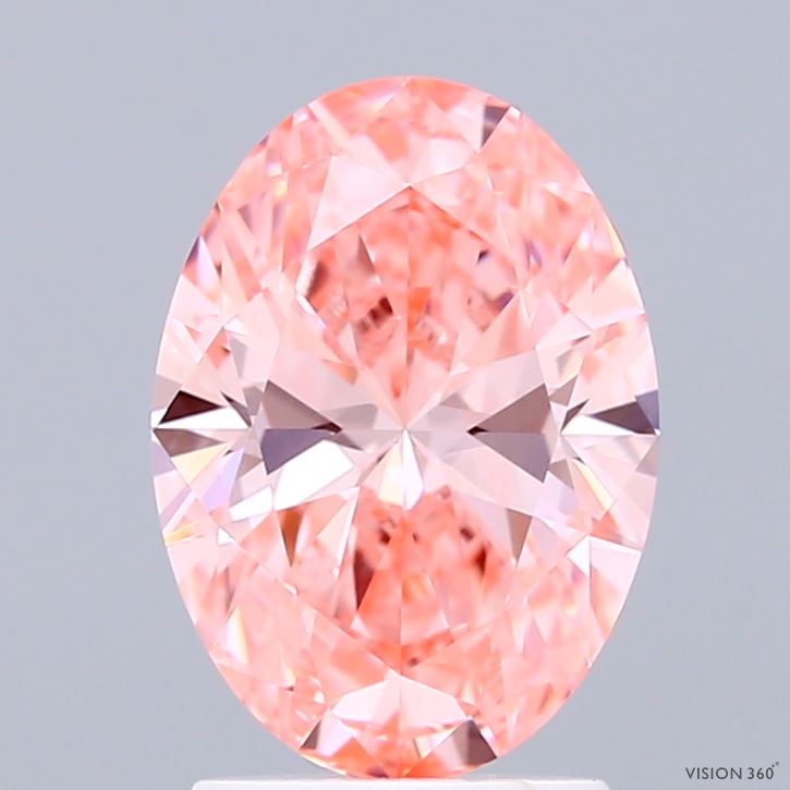 2.05 Carat Oval Shaped, Ideal Cut, FANCY VIVID PINK Color, VVS2 Clarity, IGI Certified Lab Grown Diamond