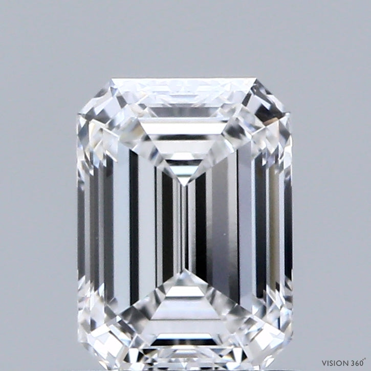 1.07 Carat Emerald Shaped, Ideal Cut, D Color, VVS2 Clarity, IGI Certified Lab Grown Diamond