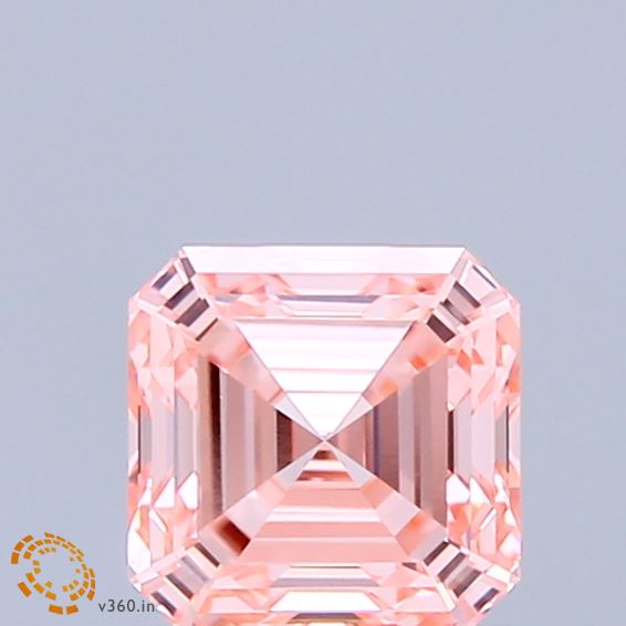 1.23 Carat Asscher Shaped, Ideal Cut, FANCY VIVID PINK Color, VS1 Clarity, IGI Certified Lab Grown Diamond
