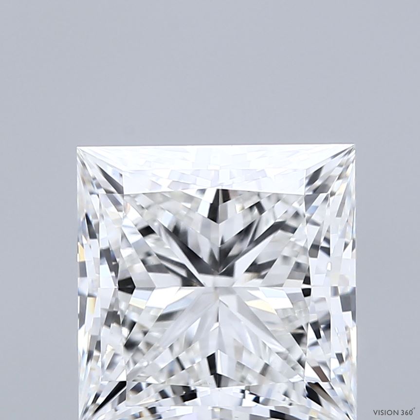 4.66 Carat Princess Shaped, Ideal Cut, F Color, VVS2 Clarity, IGI Certified Lab Grown Diamond