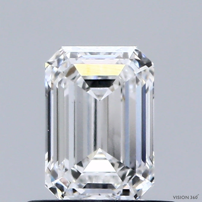 0.79 Carat Emerald Shaped, Ideal Cut, D Color, VVS2 Clarity, IGI Certified Lab Grown Diamond