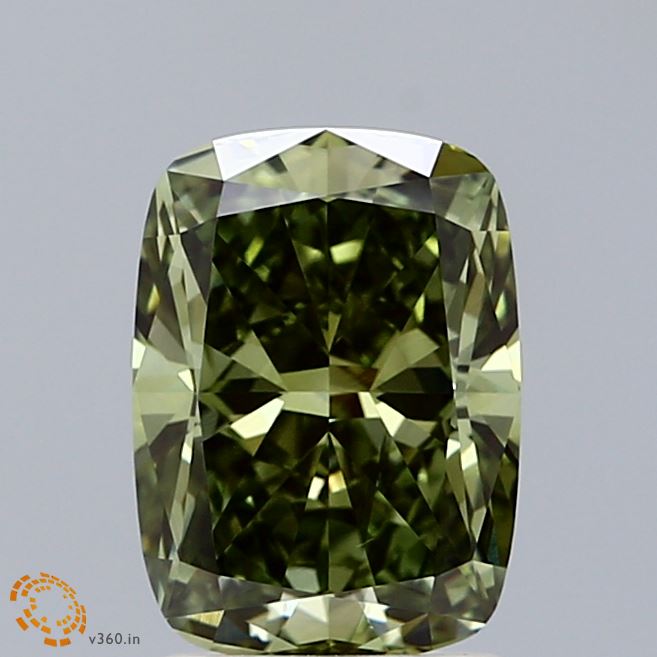 2.00 Carat Cushion Shaped, Ideal Cut, FANCY VIVID GREEN Color, VS2 Clarity, IGI Certified Lab Grown Diamond