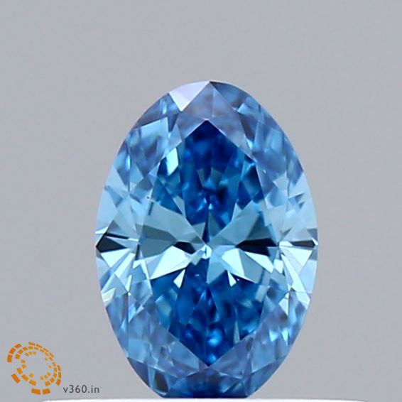 0.33 Carat Oval Shaped, Ideal Cut, FANCY VIVID BLUE Color, VVS2 Clarity, IGI Certified Lab Grown Diamond