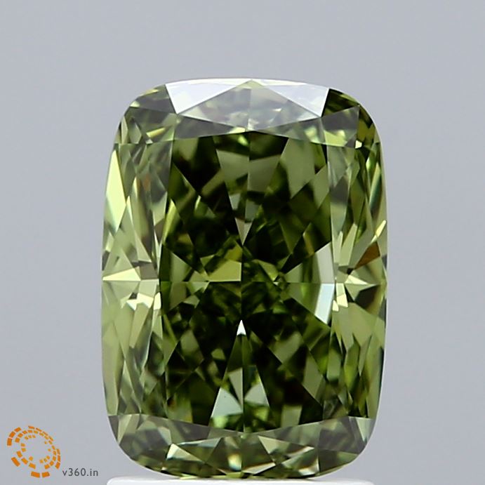 2.03 Carat Cushion Shaped, Ideal Cut, FANCY VIVID GREEN Color, VS1 Clarity, IGI Certified Lab Grown Diamond