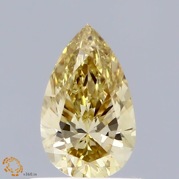 0.52 Carat Pear Shaped, Excellent Cut, FANCY INTENSE YELLOW Color, VVS2 Clarity, IGI Certified Lab Grown Diamond