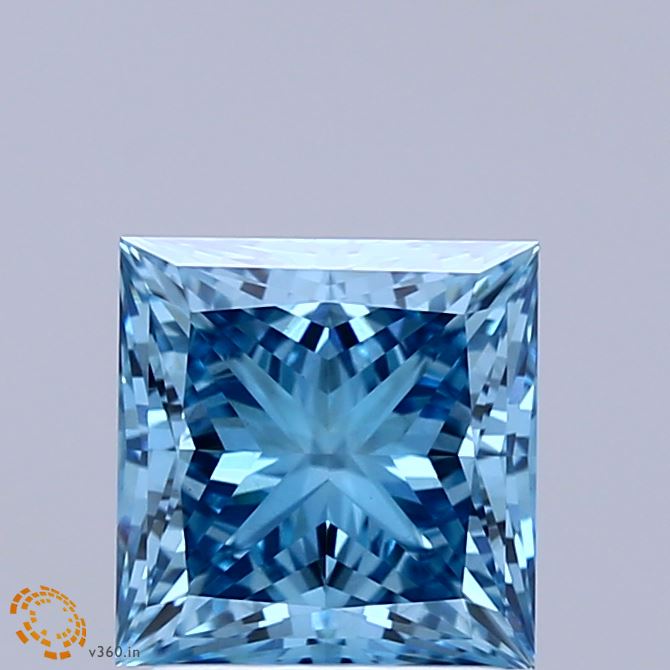 2.06 Carat Princess Shaped, Ideal Cut, FANCY VIVID BLUE Color, VVS2 Clarity, IGI Certified Lab Grown Diamond