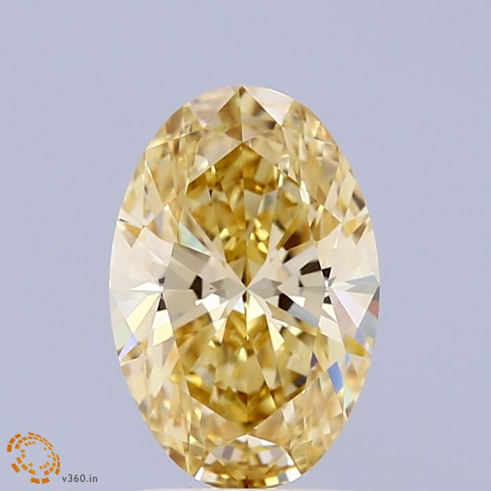 1.50 Carat Oval Shaped, Ideal Cut, FANCY INTENSE YELLOW Color, VS1 Clarity, IGI Certified Lab Grown Diamond