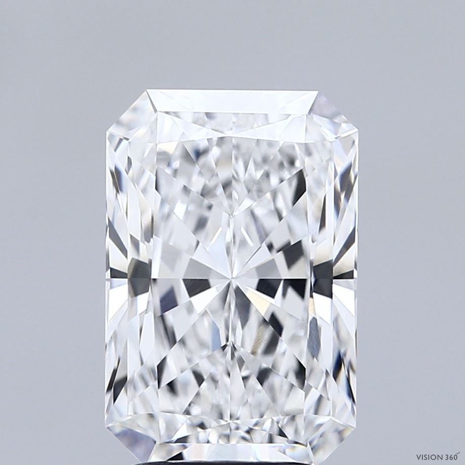 3.66 Carat Radiant Shaped, Ideal Cut, D Color, VVS1 Clarity, IGI Certified Lab Grown Diamond