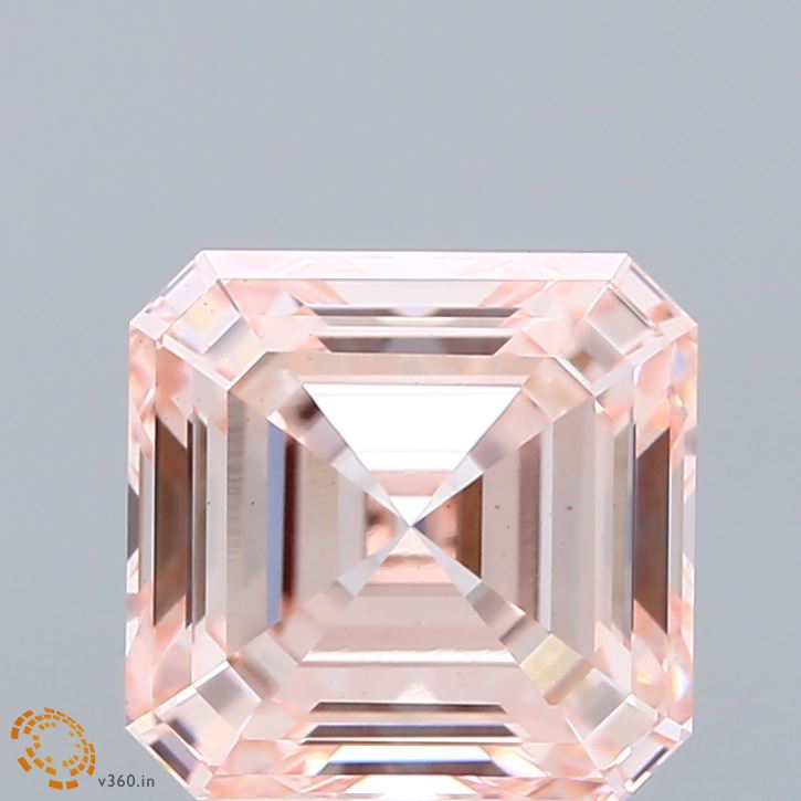 3.02 Carat Asscher Shaped, Ideal Cut, FANCY INTENSE PINK Color, VS1 Clarity, IGI Certified Lab Grown Diamond