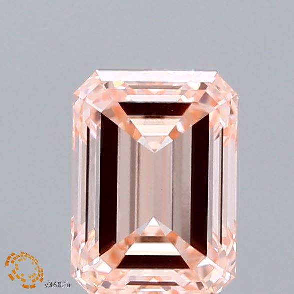1.33 Carat Emerald Shaped, Ideal Cut, FANCY INTENSE PINK Color, VVS2 Clarity, IGI Certified Lab Grown Diamond