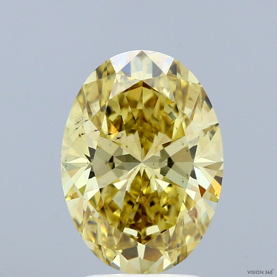 3.06 Carat Oval Shaped, Ideal Cut, FANCY INTENSE YELLOW Color, VS2 Clarity, IGI Certified Lab Grown Diamond