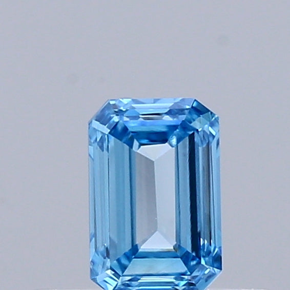 0.37 Carat Emerald Shaped, Excellent Cut, FANCY VIVID BLUE Color, VVS2 Clarity, IGI Certified Lab Grown Diamond