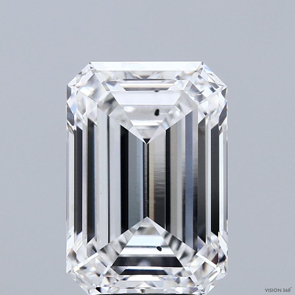 5.02 Carat Emerald Shaped, Ideal Cut, E Color, SI1 Clarity, IGI Certified Lab Grown Diamond