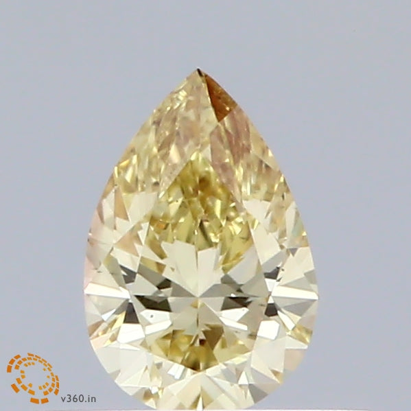 0.34 Carat Pear Shaped, Ideal Cut, FANCY INTENSE YELLOW Color, VS1 Clarity, IGI Certified Lab Grown Diamond