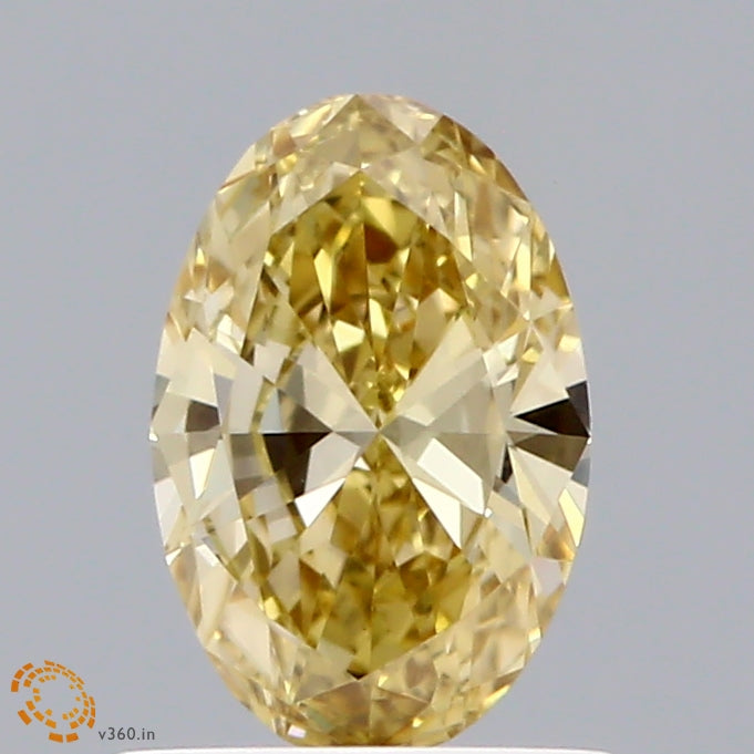 0.60 Carat Oval Shaped, Excellent Cut, FANCY VIVID YELLOW Color, VVS2 Clarity, IGI Certified Lab Grown Diamond