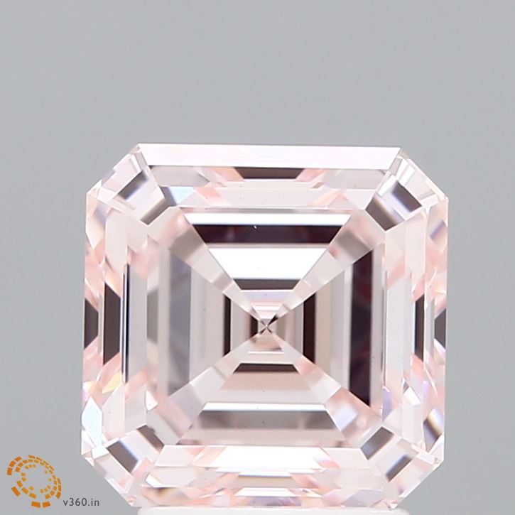 3.12 Carat Asscher Shaped, Ideal Cut, FANCY LIGHT PINK Color, VS1 Clarity, IGI Certified Lab Grown Diamond