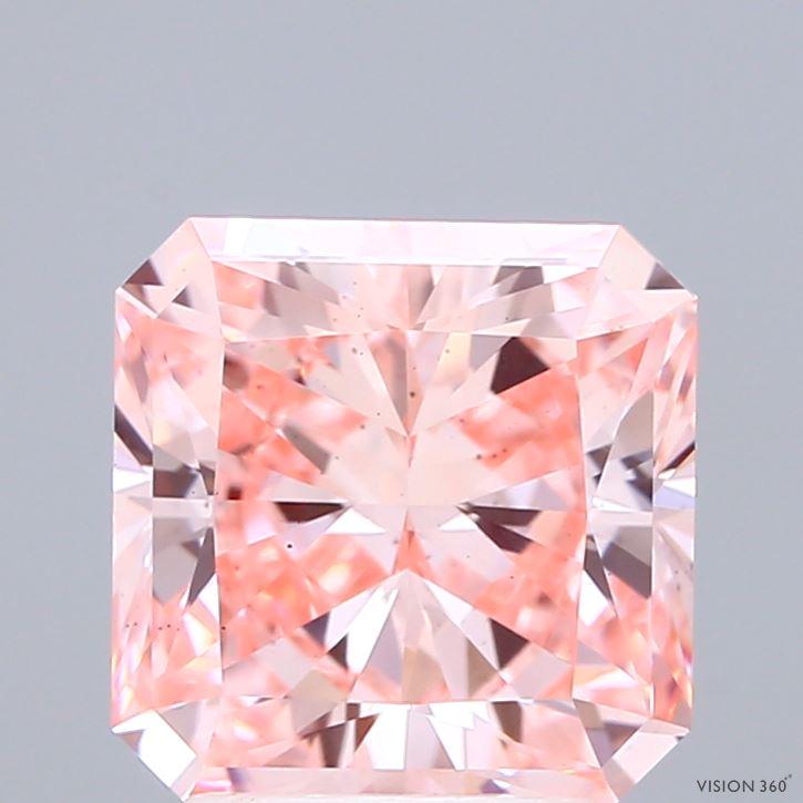 3.11 Carat Radiant Shaped, Ideal Cut, FANCY VIVID PINK Color, VS2 Clarity, IGI Certified Lab Grown Diamond