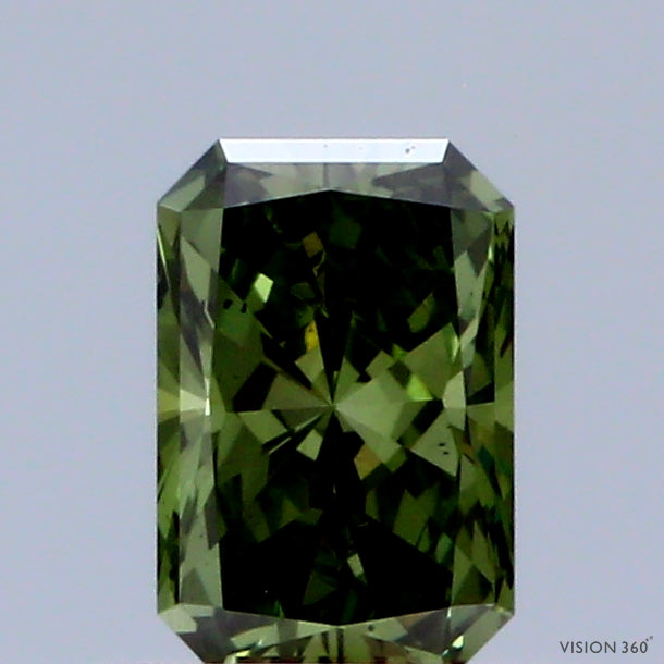 0.56 Carat Radiant Shaped, Excellent Cut, FANCY VIVID GREEN Color, VS2 Clarity, IGI Certified Lab Grown Diamond