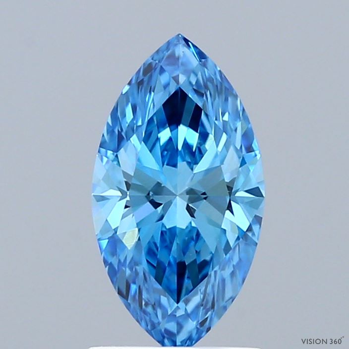1.10 Carat Marquise Shaped, Ideal Cut, FANCY VIVID BLUE Color, VS1 Clarity, IGI Certified Lab Grown Diamond