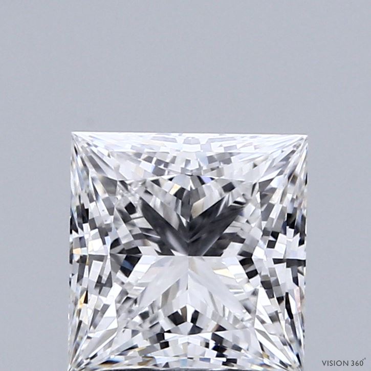 2.10 Carat Princess Shaped, Ideal Cut, E Color, VS1 Clarity, IGI Certified Lab Grown Diamond