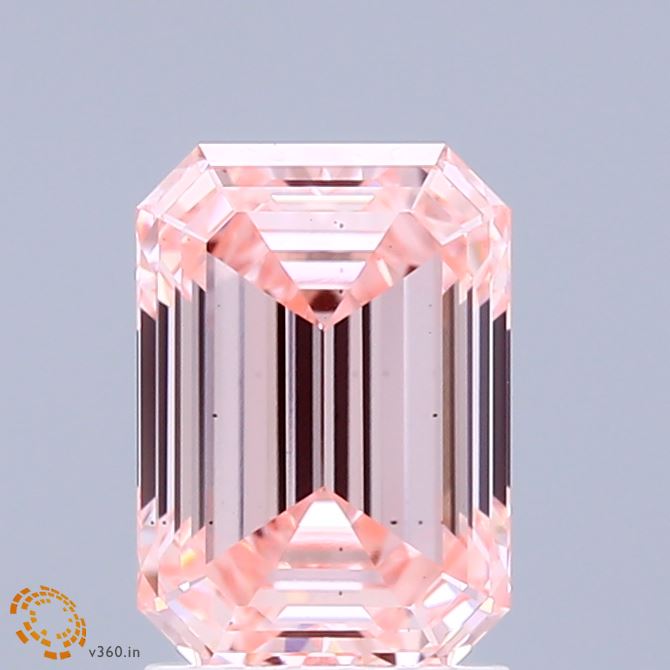 2.03 Carat Emerald Shaped, Ideal Cut, FANCY INTENSE PINK Color, VS2 Clarity, IGI Certified Lab Grown Diamond