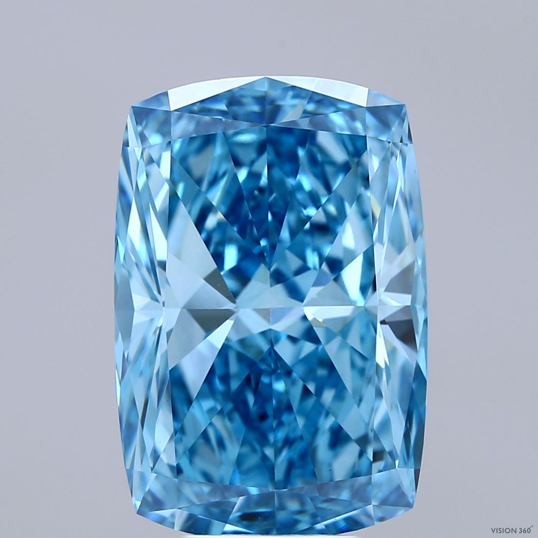 8.14 Carat Cushion Shaped, Very Good Cut, FANCY VIVID BLUE Color, VVS2 Clarity, IGI Certified Lab Grown Diamond