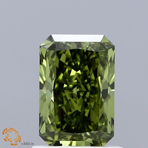 1.07 Carat Radiant Shaped, Ideal Cut, FANCY VIVID GREEN Color, VVS2 Clarity, IGI Certified Lab Grown Diamond