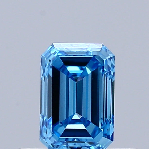0.49 Carat Emerald Shaped, Excellent Cut, FANCY VIVID BLUE Color, VVS2 Clarity, IGI Certified Lab Grown Diamond