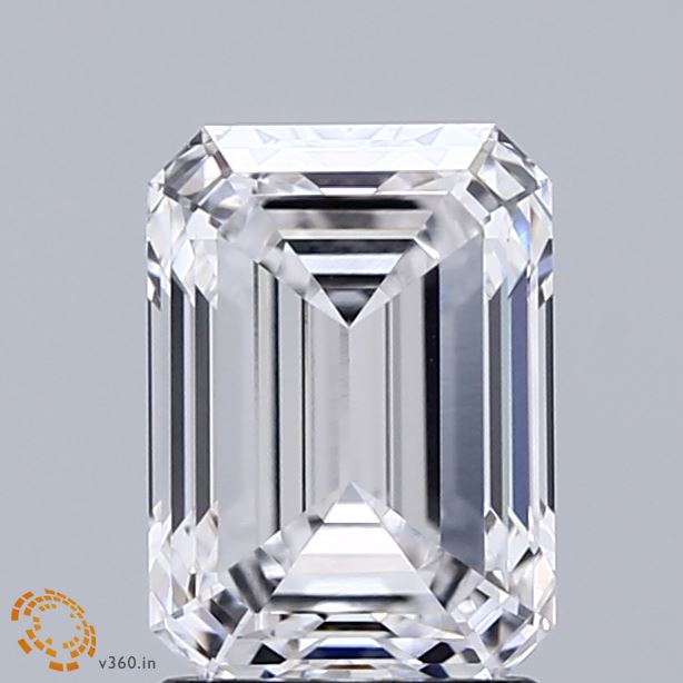 2.04 Carat Emerald Shaped, Ideal Cut, E Color, VVS1 Clarity, IGI Certified Lab Grown Diamond