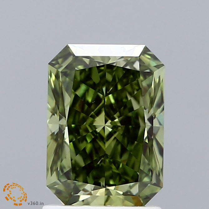 1.70 Carat Radiant Shaped, Ideal Cut, FANCY VIVID GREEN Color, VVS2 Clarity, IGI Certified Lab Grown Diamond