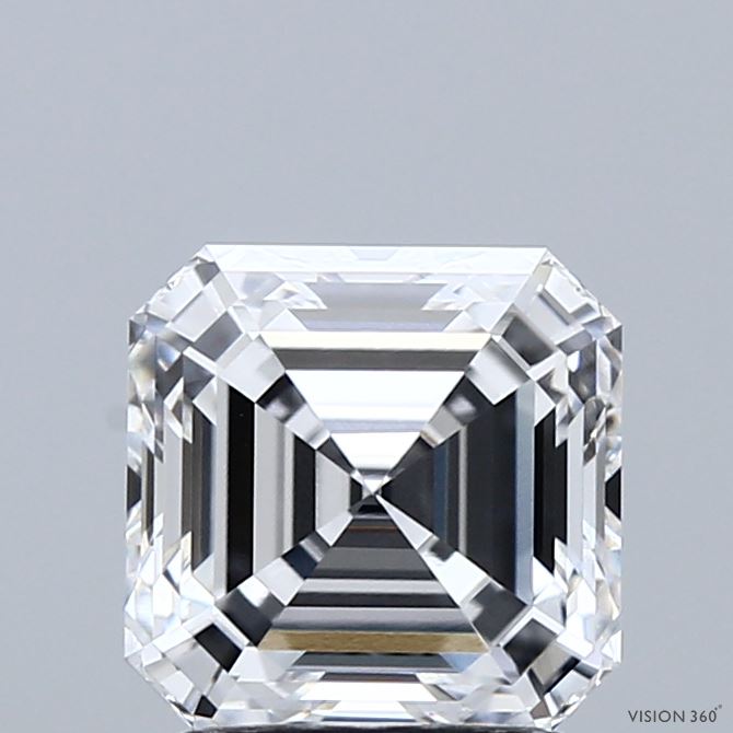 2.11 Carat Asscher Shaped, Ideal Cut, D Color, VVS2 Clarity, IGI Certified Lab Grown Diamond