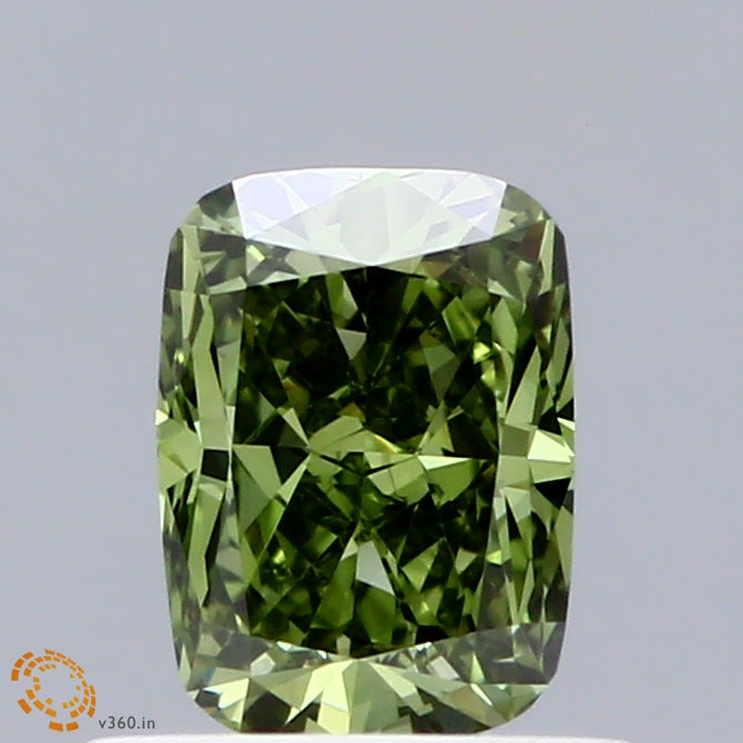 0.75 Carat Cushion Shaped, Excellent Cut, FANCY VIVID GREEN Color, VS1 Clarity, IGI Certified Lab Grown Diamond