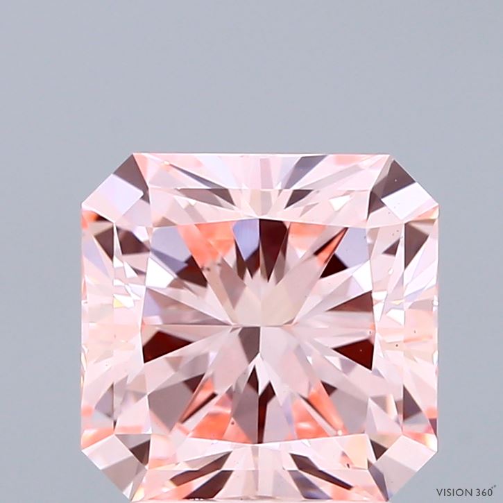 2.72 Carat Radiant Shaped, Ideal Cut, FANCY INTENSE PINK Color, VS1 Clarity, IGI Certified Lab Grown Diamond