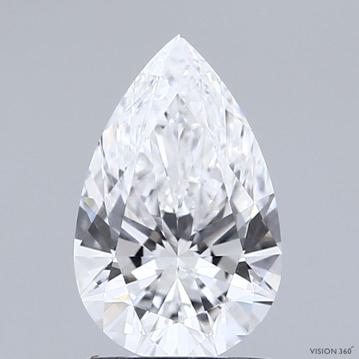 1.32 Carat Pear Shaped, Ideal Cut, D Color, VVS1 Clarity, IGI Certified Lab Grown Diamond