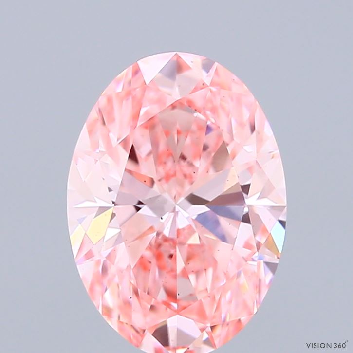 2.01 Carat Oval Shaped, Ideal Cut, FANCY VIVID PINK Color, VS2 Clarity, IGI Certified Lab Grown Diamond