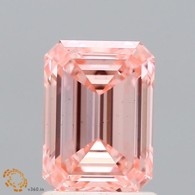 1.52 Carat Emerald Shaped, Ideal Cut, FANCY INTENSE PINK Color, VS1 Clarity, IGI Certified Lab Grown Diamond