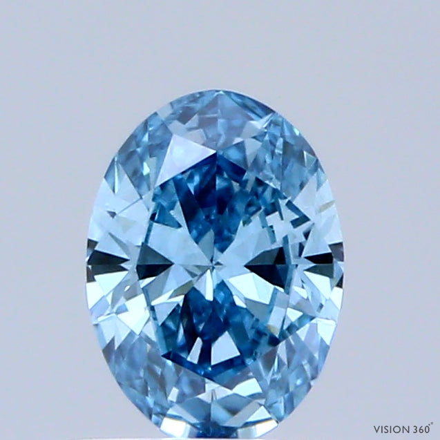 0.45 Carat Oval Shaped, Ideal Cut, FANCY VIVID BLUE Color, VS2 Clarity, IGI Certified Lab Grown Diamond