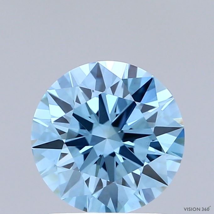 1.52 Carat Round Shaped, Ideal Cut, FANCY VIVID BLUE Color, VS1 Clarity, IGI Certified Lab Grown Diamond