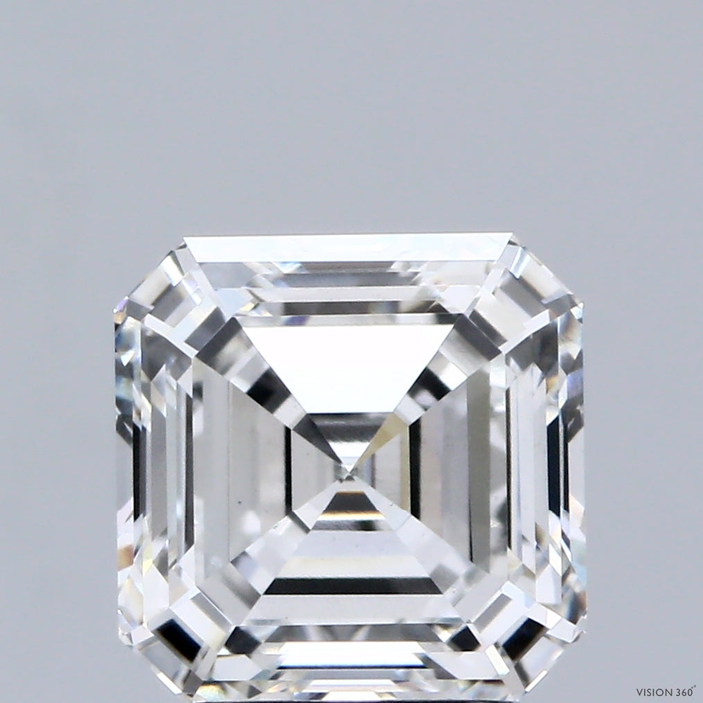 3.07 Carat Asscher Shaped, Ideal Cut, E Color, VVS2 Clarity, IGI Certified Lab Grown Diamond