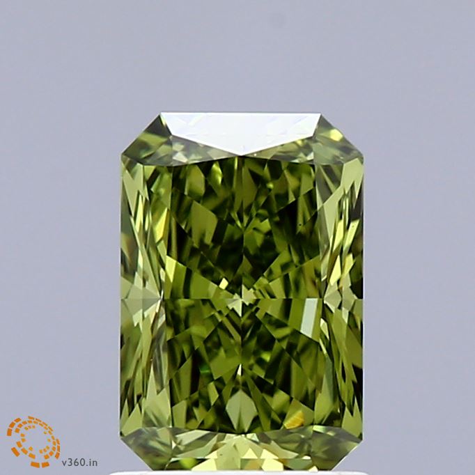 1.50 Carat Radiant Shaped, Ideal Cut, FANCY VIVID GREEN Color, VS1 Clarity, IGI Certified Lab Grown Diamond