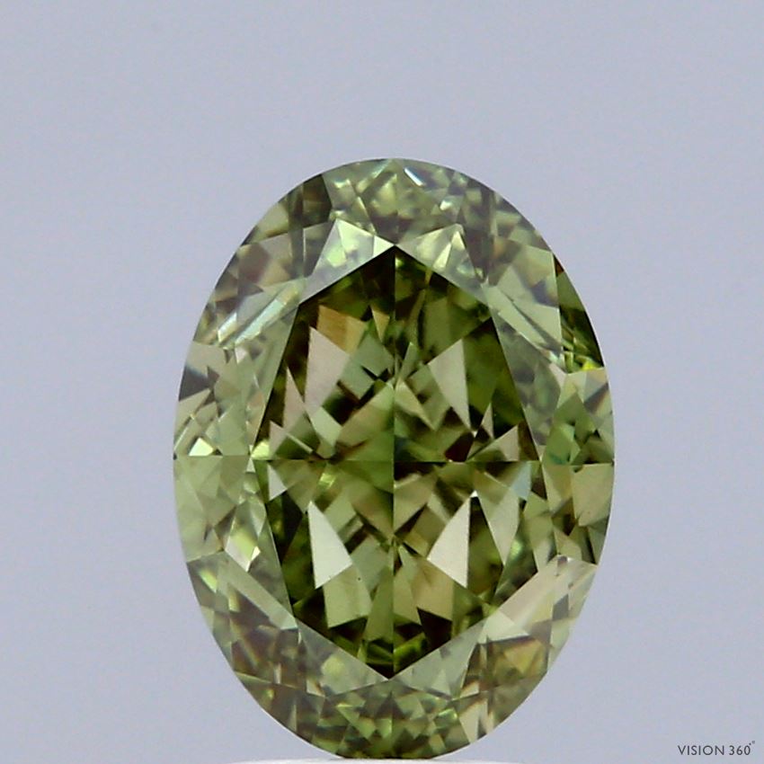 3.28 Carat Oval Shaped, Very Good Cut, FANCY VIVID GREEN Color, VVS2 Clarity, IGI Certified Lab Grown Diamond