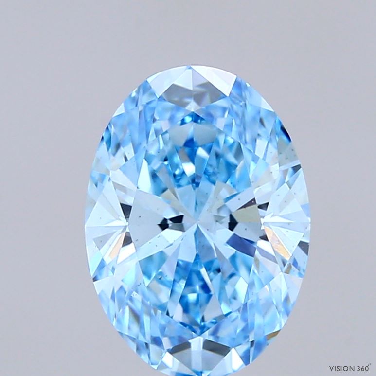 2.07 Carat Oval Shaped, Ideal Cut, FANCY VIVID BLUE Color, VS2 Clarity, IGI Certified Lab Grown Diamond